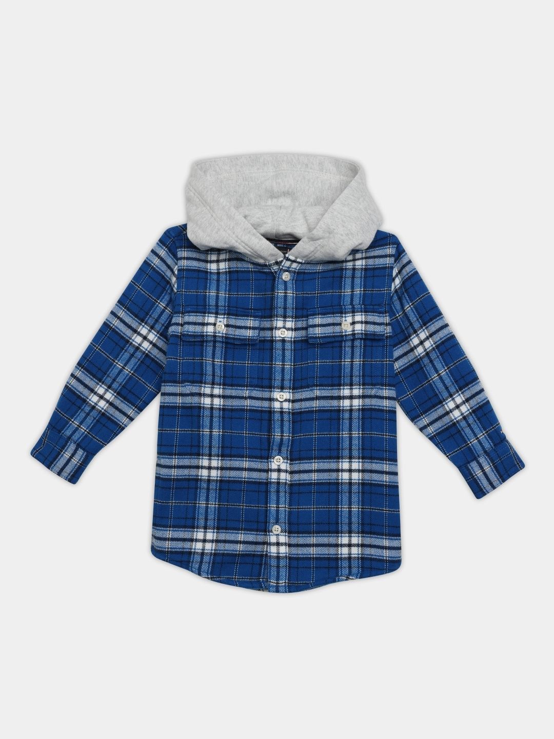 Tommy Hilfiger Boys Relaxed Fit Tartan Checked Hooded Casual Shirt