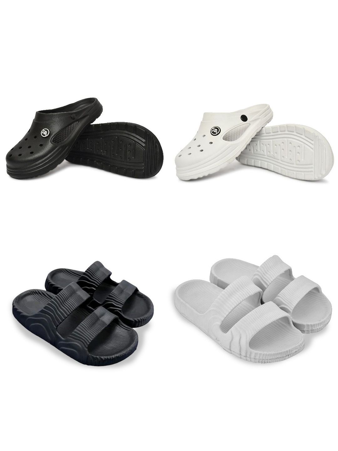 Feel alive Set of 4 Men Lightweight EVA Slippers for Everyday Use Clogs