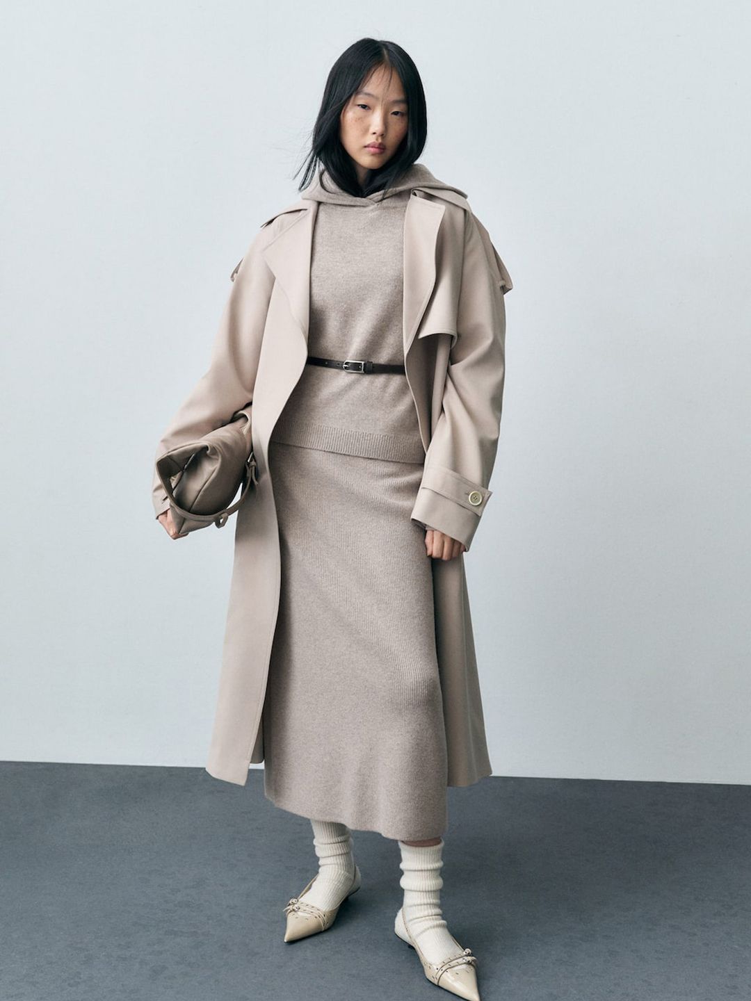 High Waist Ribbed Midi Straight Skirt