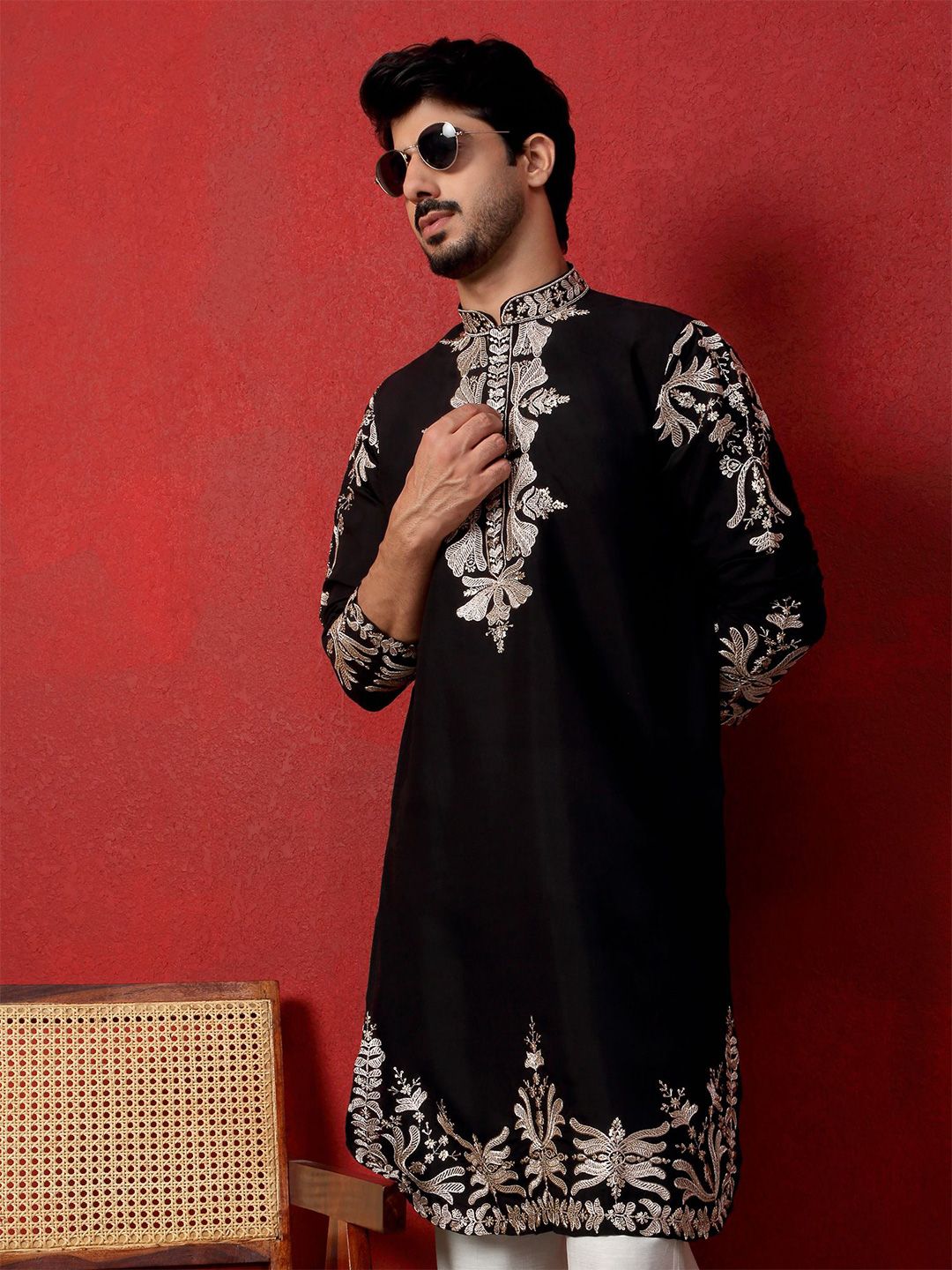 KRAFT INDIA LUXE Men Woven Design Daily Straight Kurta