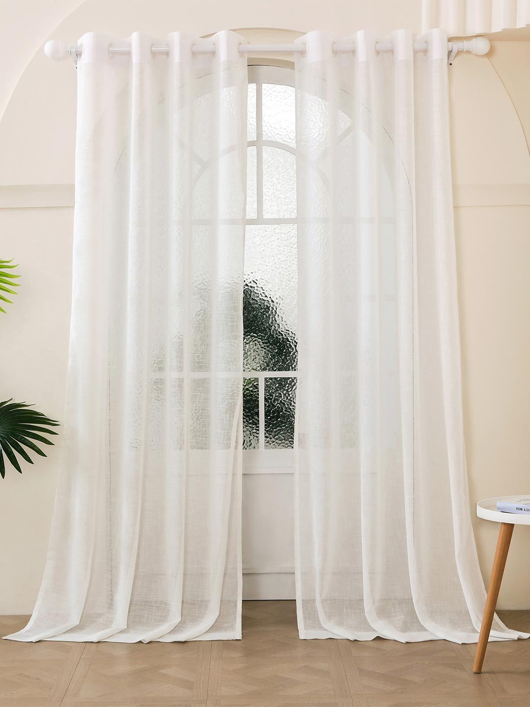 2 Pieces Sheer Door Curtains Story@home Off White 2 Pieces Sheer Door Curtains