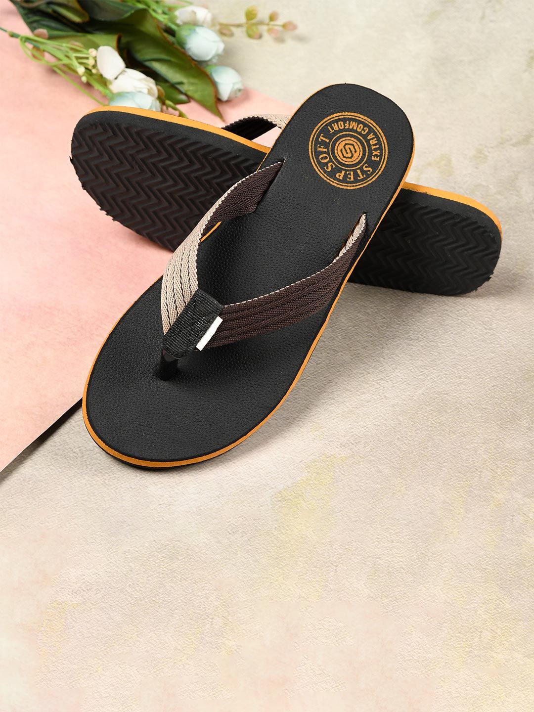 STEPSOFT Rubber Thong Flip-Flops with Cushioned Comfort Footbed