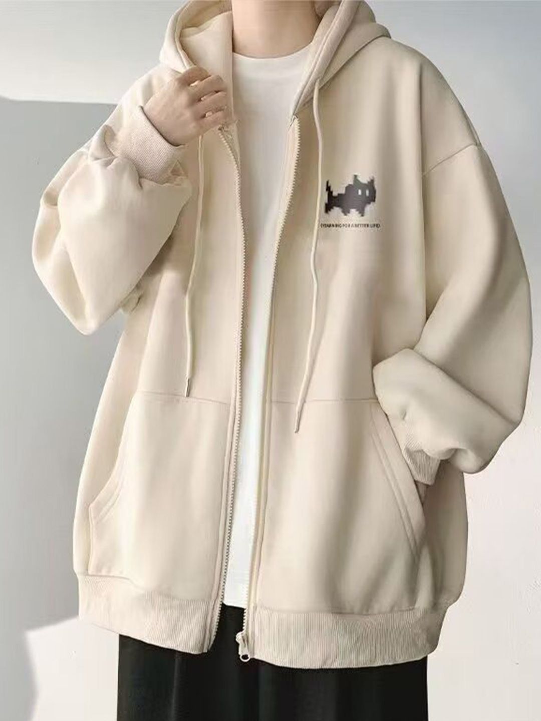 Buy StyleCast x Revolte Men Hooded Front-Open Sweatshirt