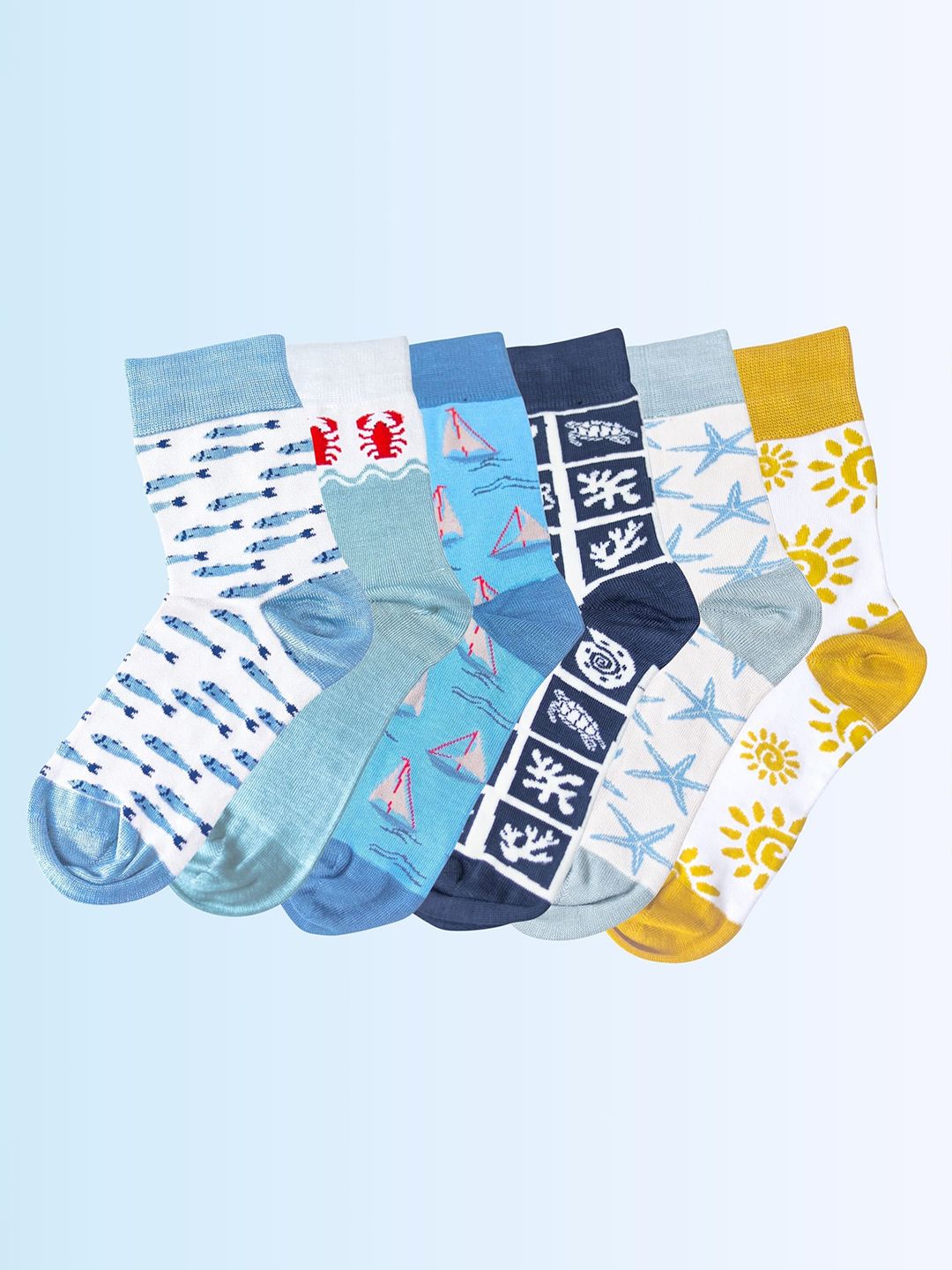 Soxytoes Unisex Pack of 6 Patterned Casual Socks