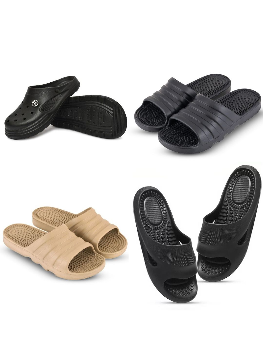 Feel alive Men Set of 4 Pair Self Design Lightweight Sliders