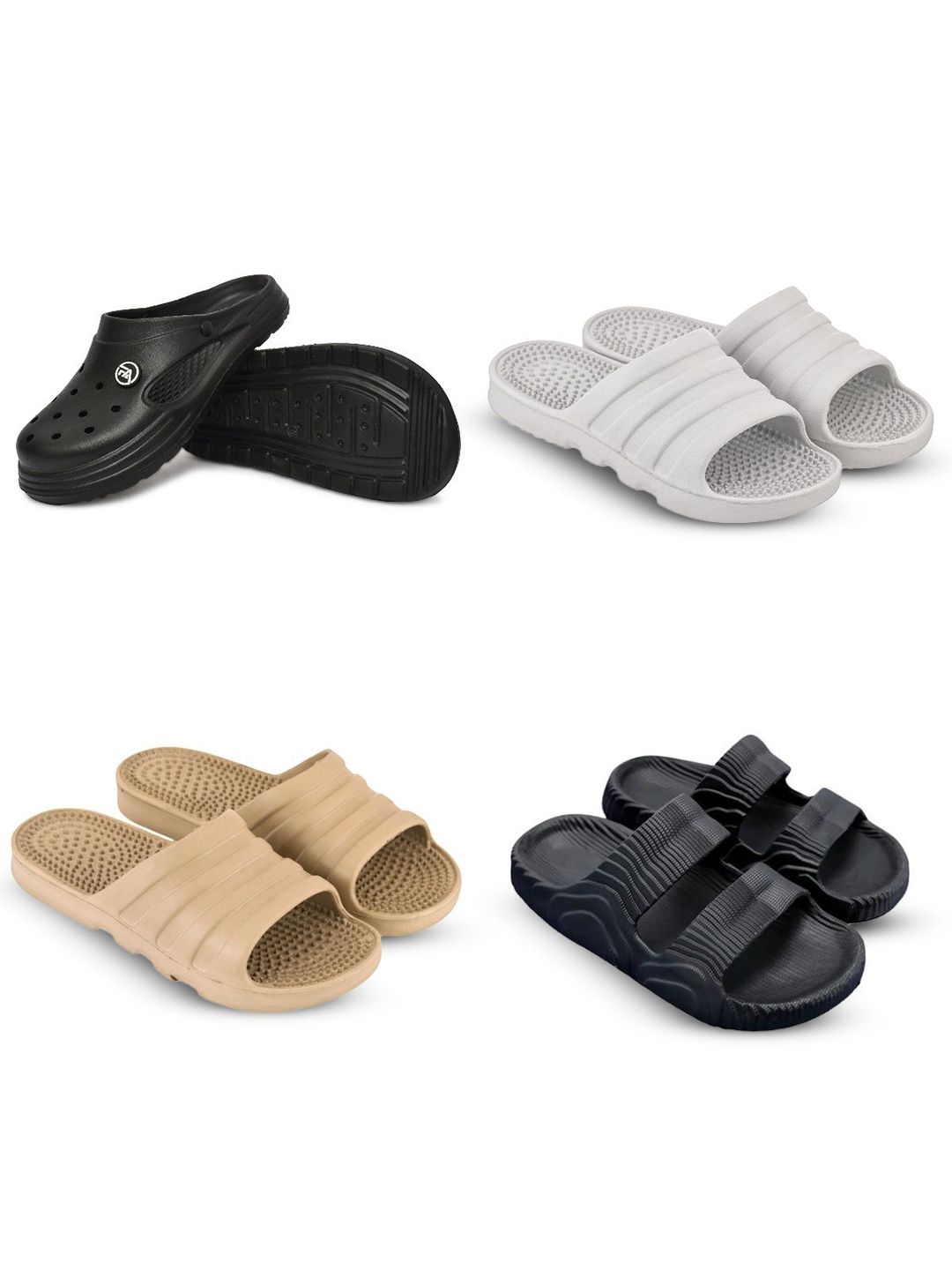 Feel alive Men Set of 4 Solid Ultra-Comfortable & Lightweight Clogs