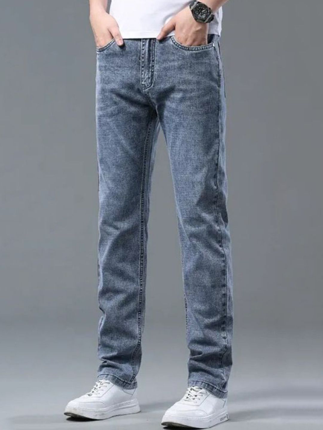StyleCast x Revolte Men Cotton Regular Fit Mid-Rise Light Fade Jeans
