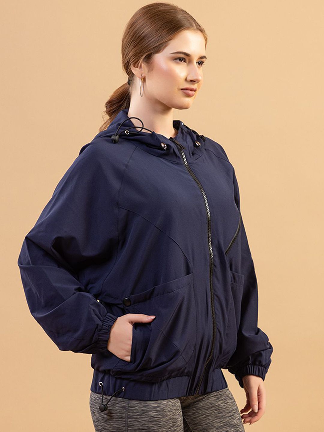 Mast & Harbour Women Hooded Solid Windcheater Tailored Jacket