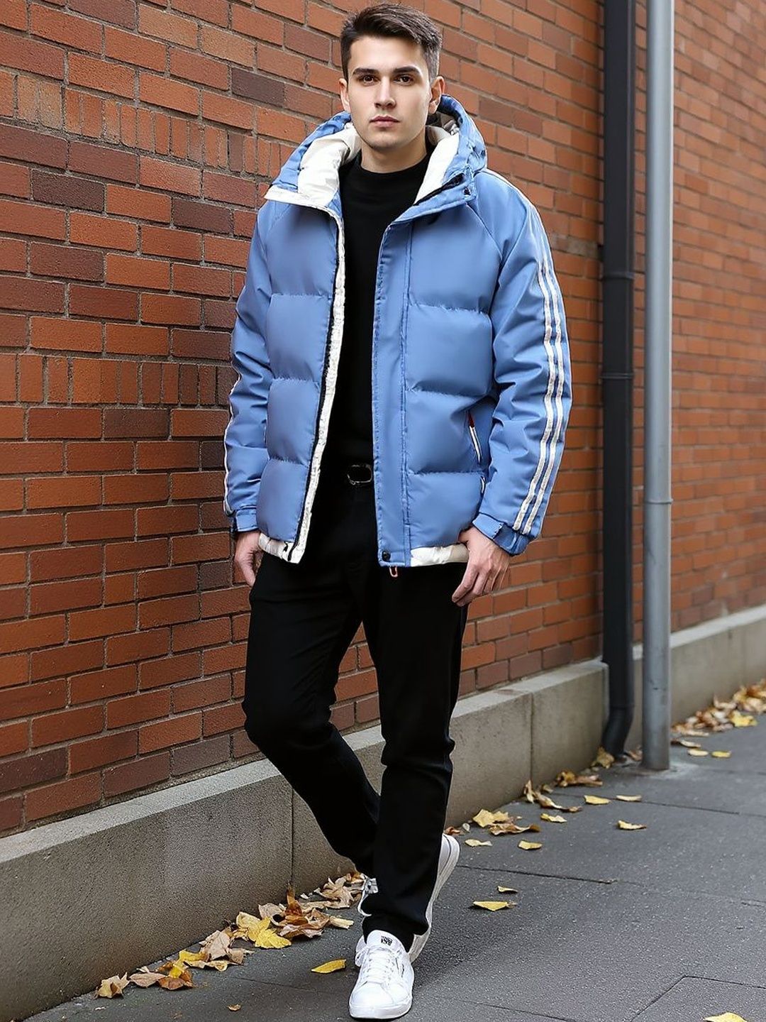 HERE&NOW Men Mock Collar Open Front Jacket