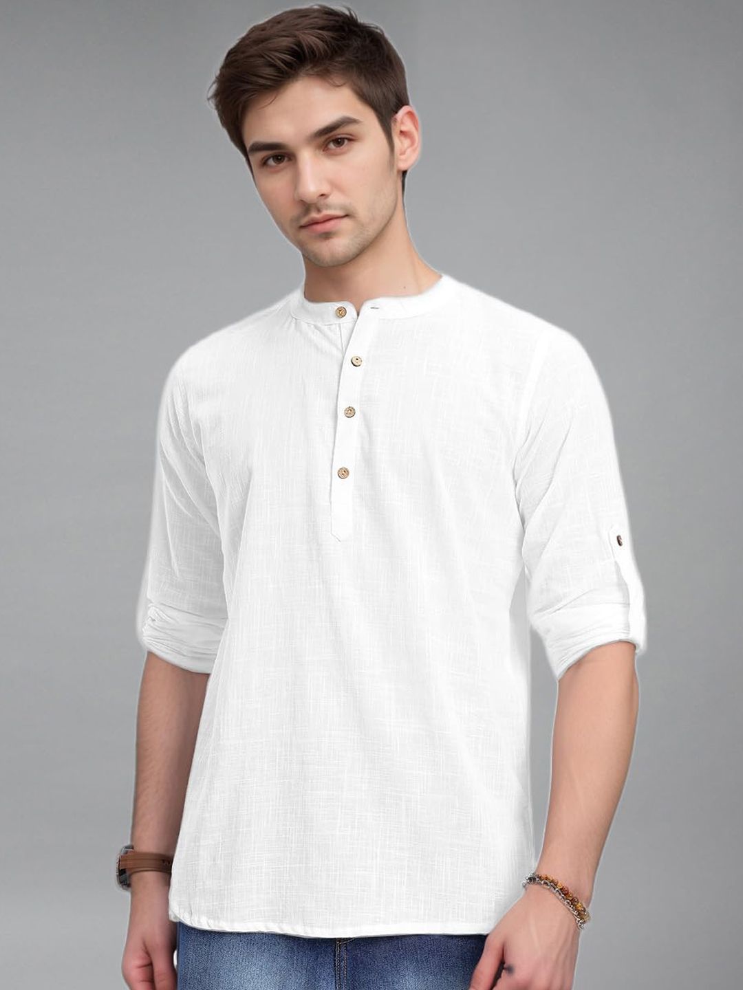 univibe Men Solid Daily Cotton Straight Kurta