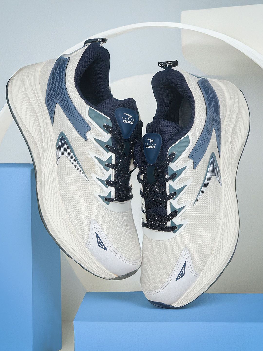 ASIAN Men White Lace-Ups Memory Foam Comfortable Leather Running Sports Shoes