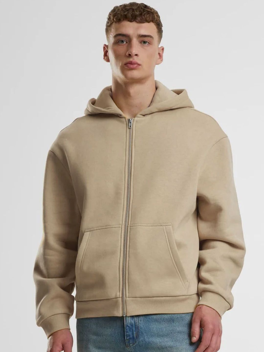 Besick Men Hooded Solid Cotton Lightweight Bomber Jacket
