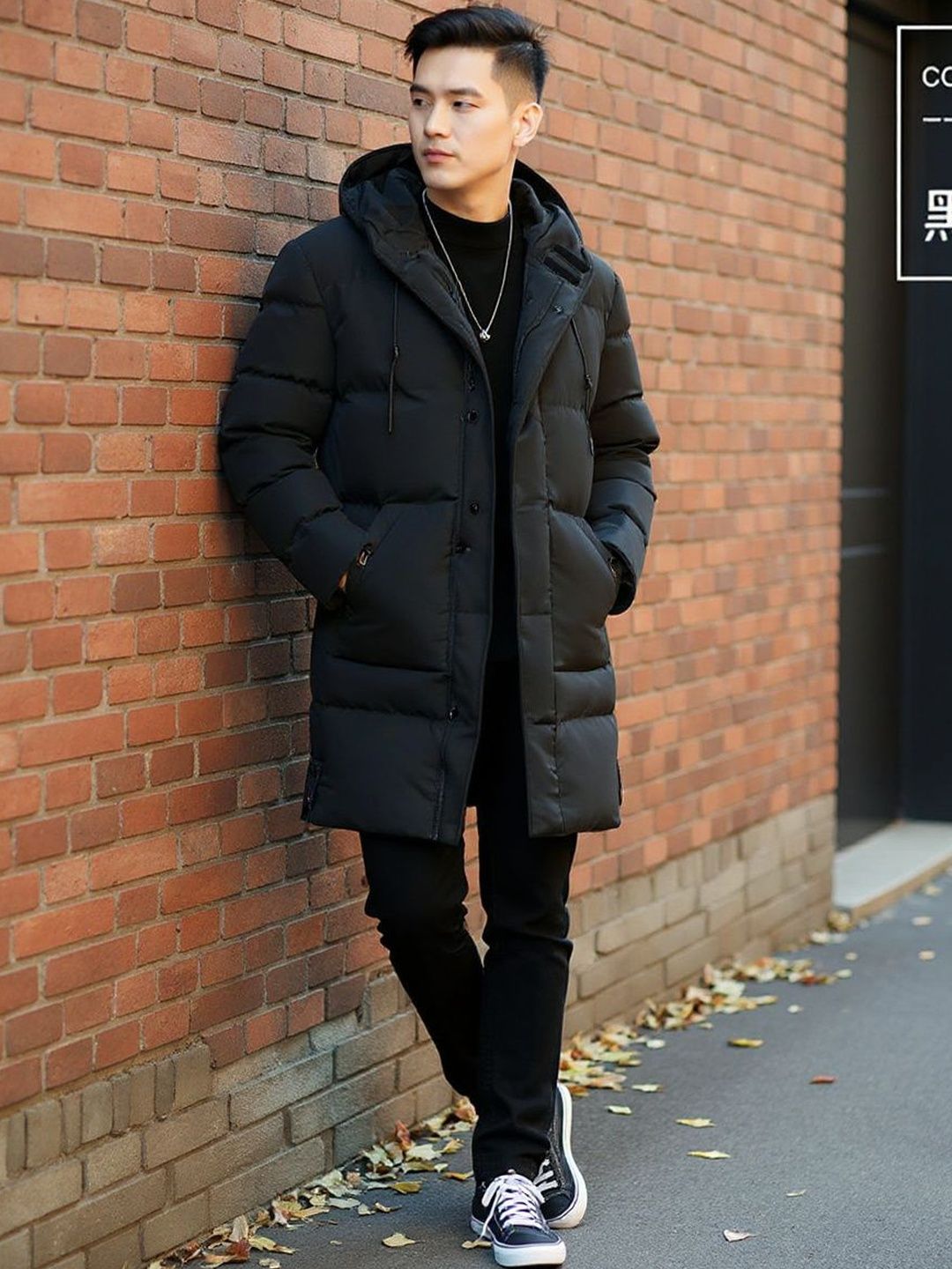 HERE&NOW Men Black Hooded Insulator Longline Polyester Open Front Jacket
