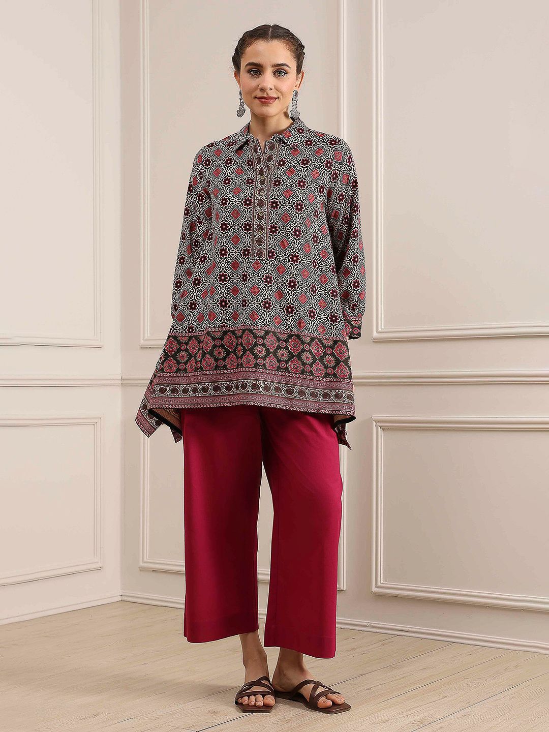 Biba Women Straight Knitted Cotton Palazzos