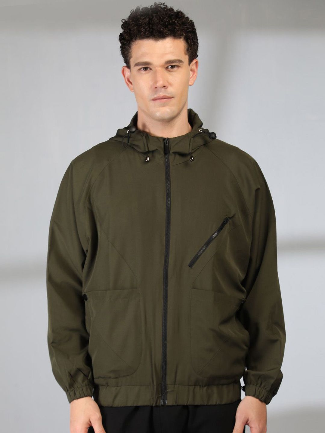 Mast & Harbour Men Hooded Solid Windcheater Tailored Jacket