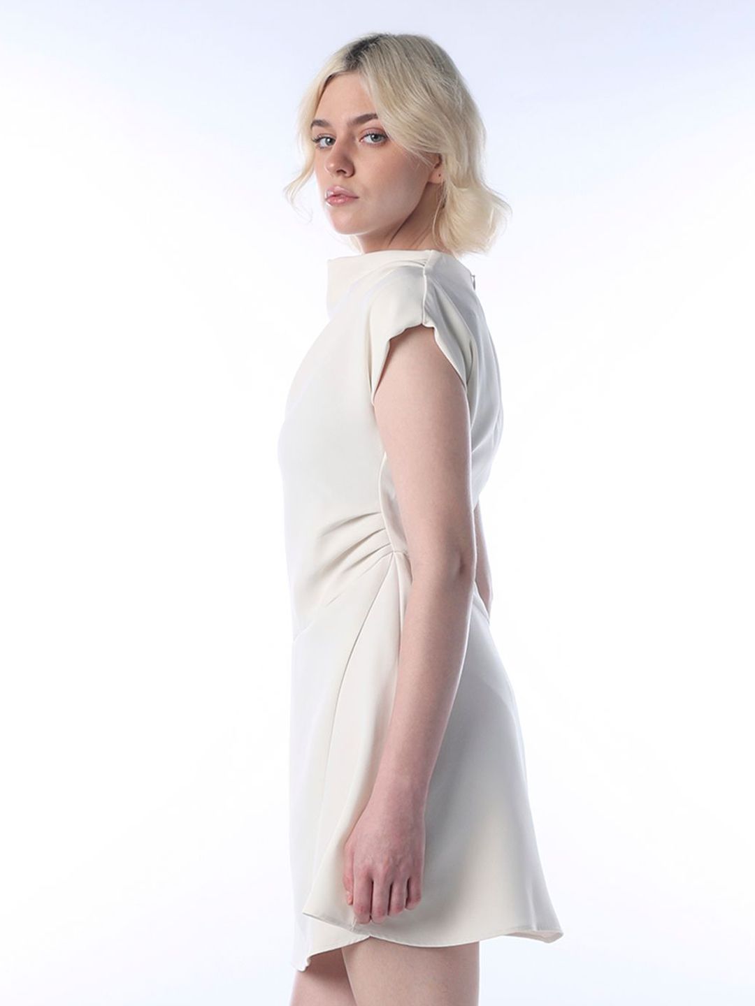 Cowl Neck A-Line Mini Dress