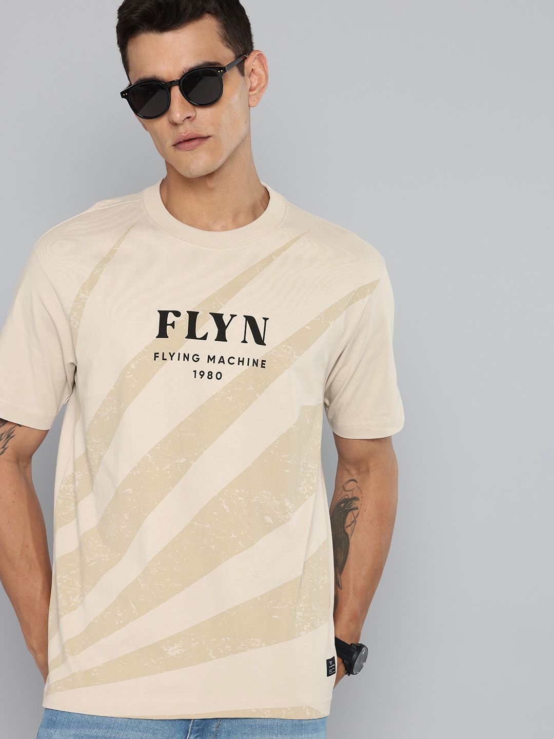 Flying Machine Brand Logo Printed Pure Cotton T-shirt