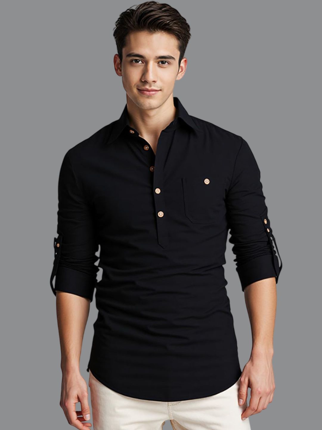 univibe Men Solid Daily Cotton Straight Kurta