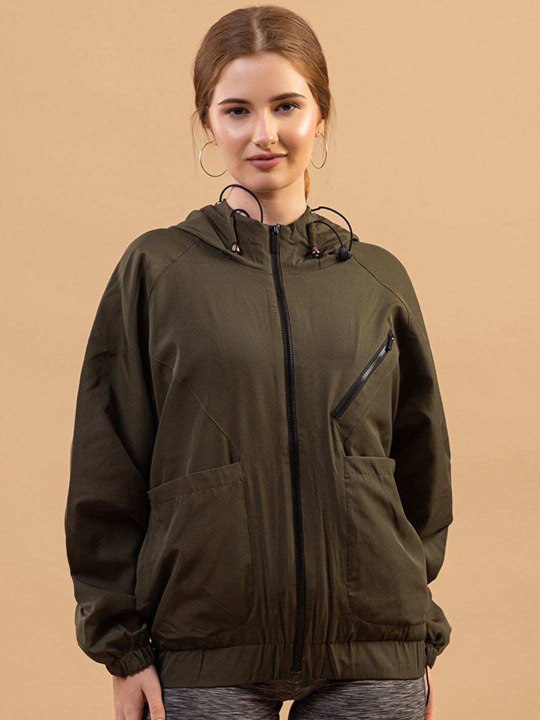 Mast & Harbour Women Hooded Solid Windcheater Tailored Jacket