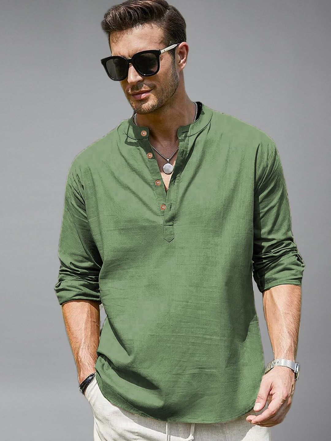 univibe Men Solid Daily Cotton Straight Kurta
