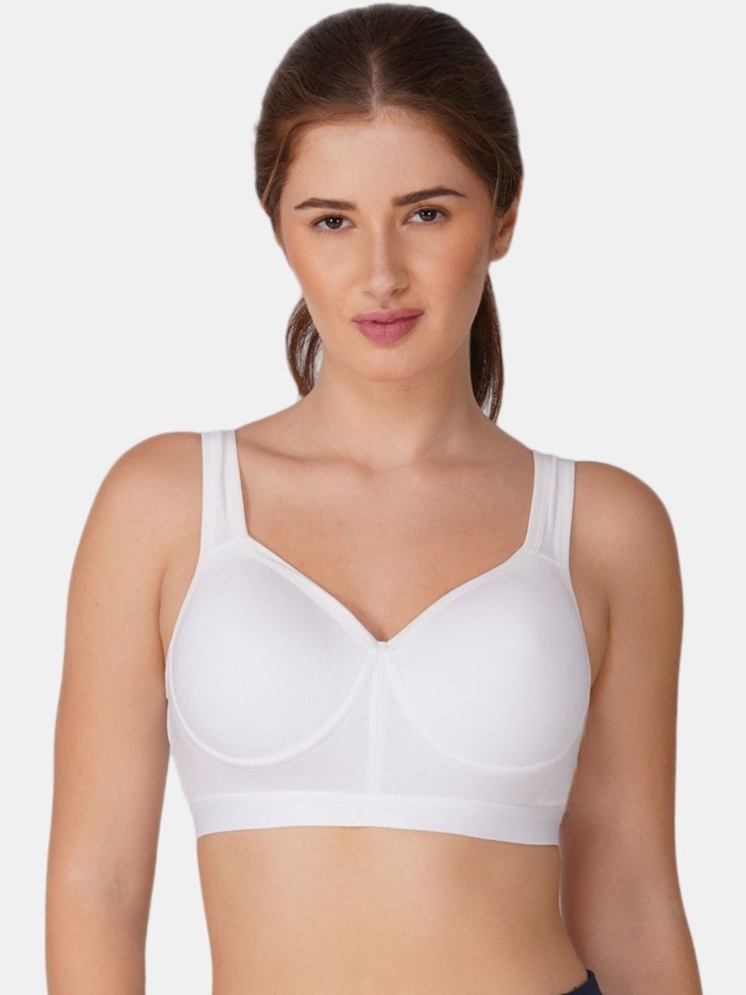 BEWILD Women White Full Coverage Heavily Padded Racerback Cotton Bra