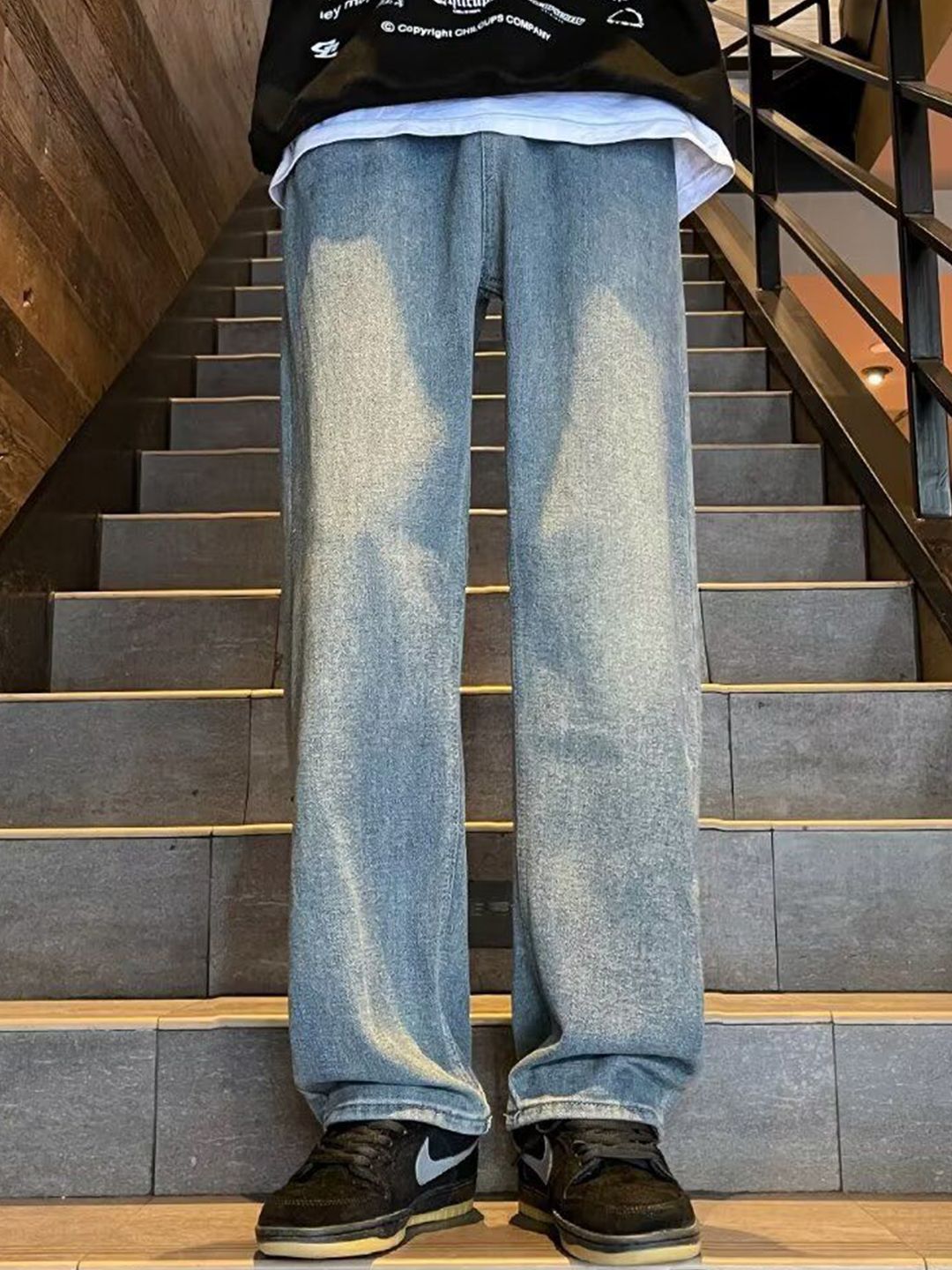 StyleCast x Revolte Men Straight Fit Mid-Rise Light Fade Jeans