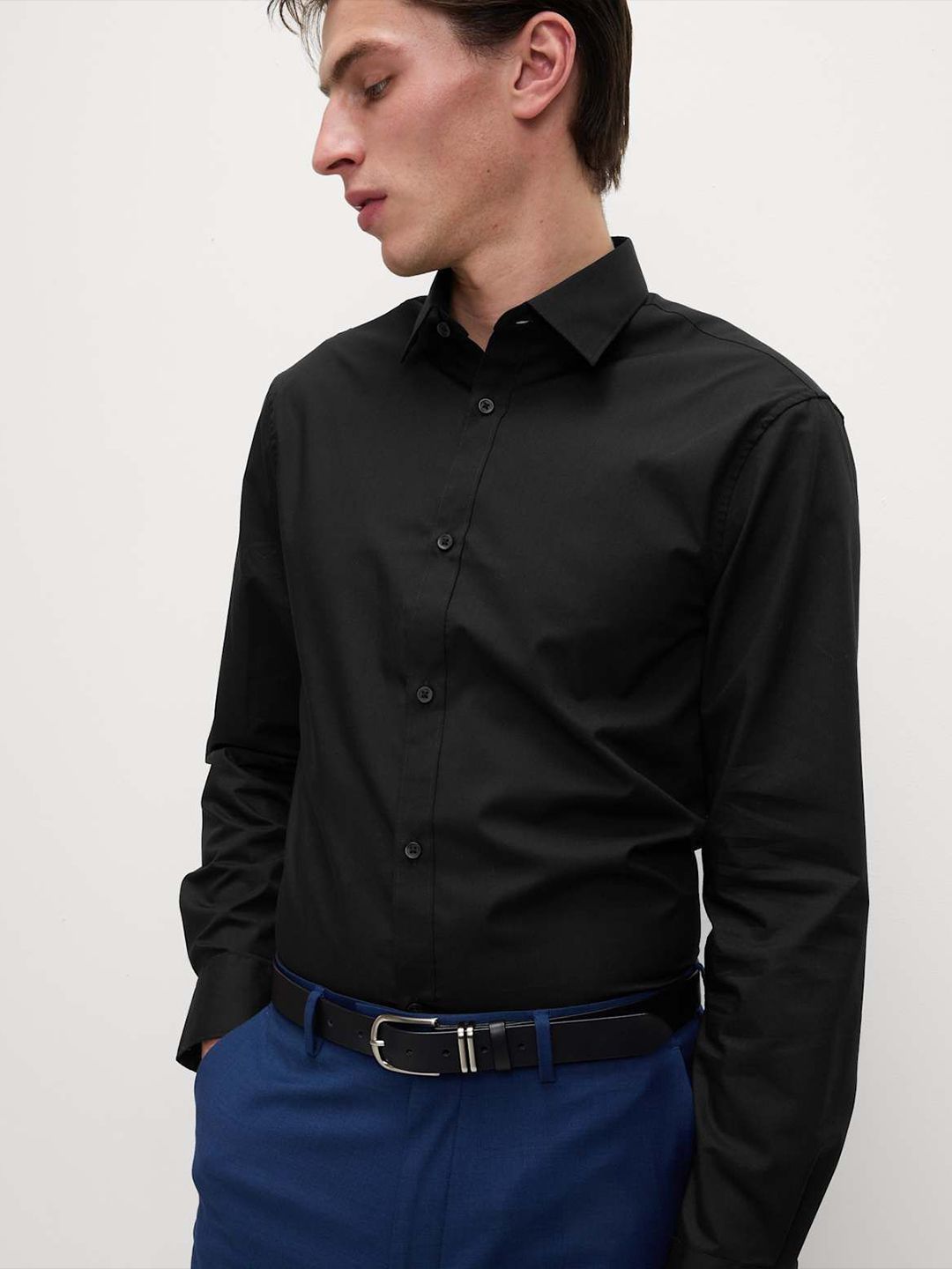 Marks & Spencer Slim Fit Easy Iron Cotton Blend Shirt