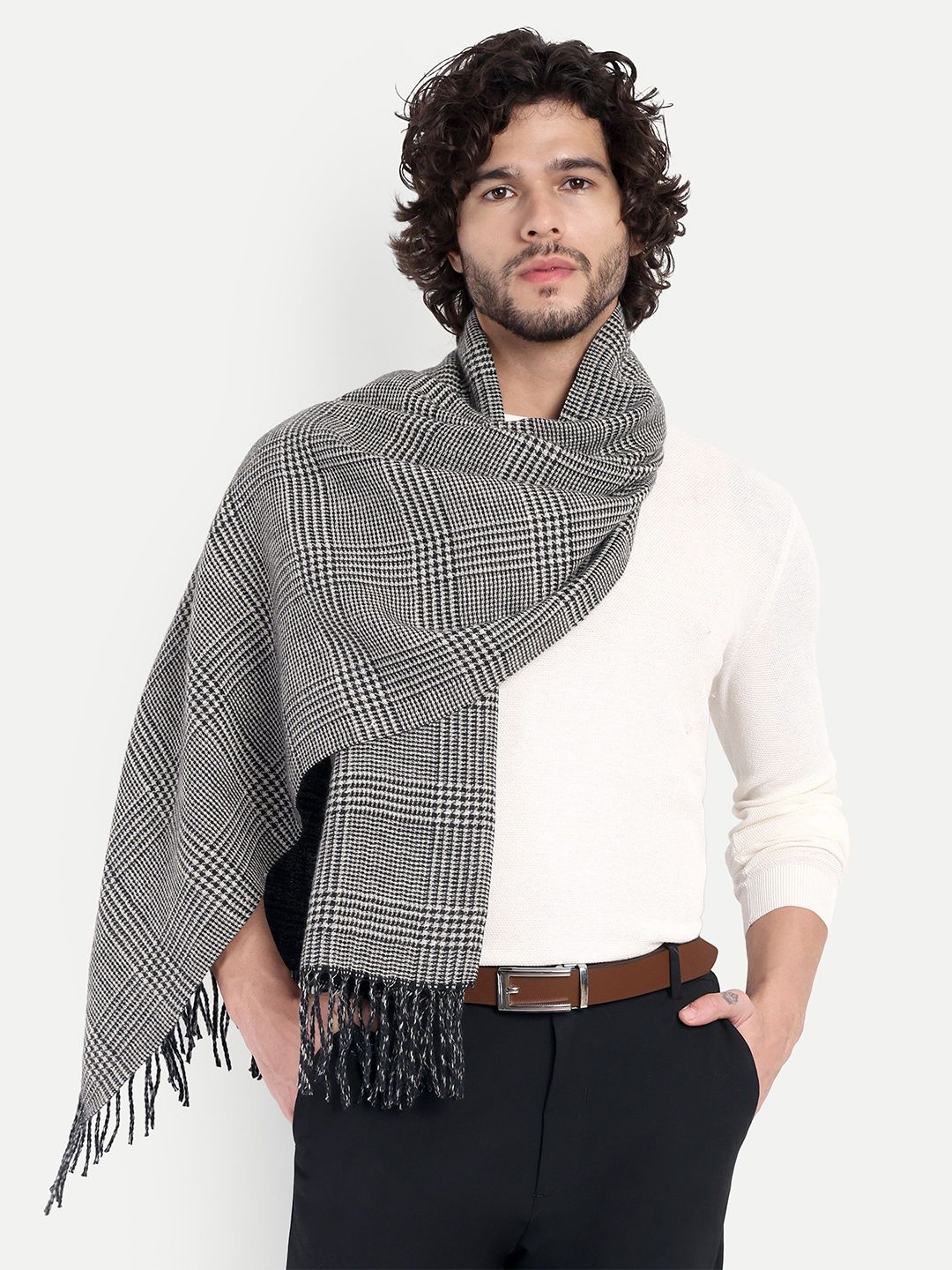 Knitkala Men Cashmere Reversible Checked Stole