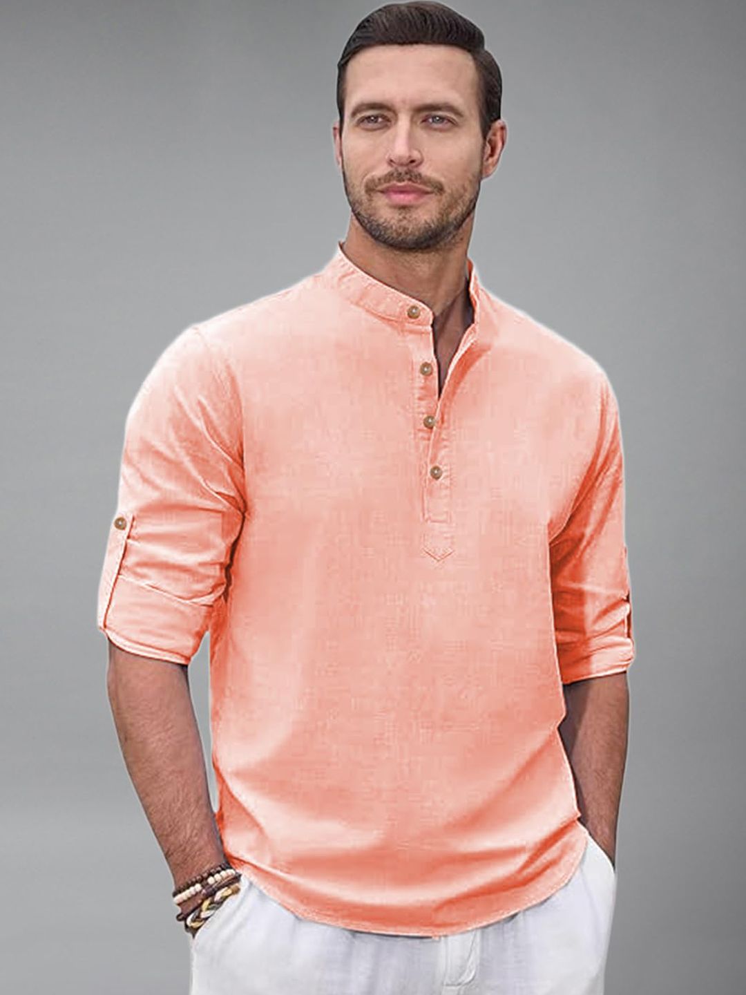 univibe Men Mandarin Collar Long Sleeves Kurta
