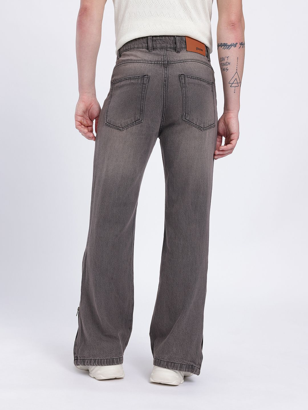 Buy Glitchez Men Medium Shade Flared Jeans with Zipper Hem - Jeans