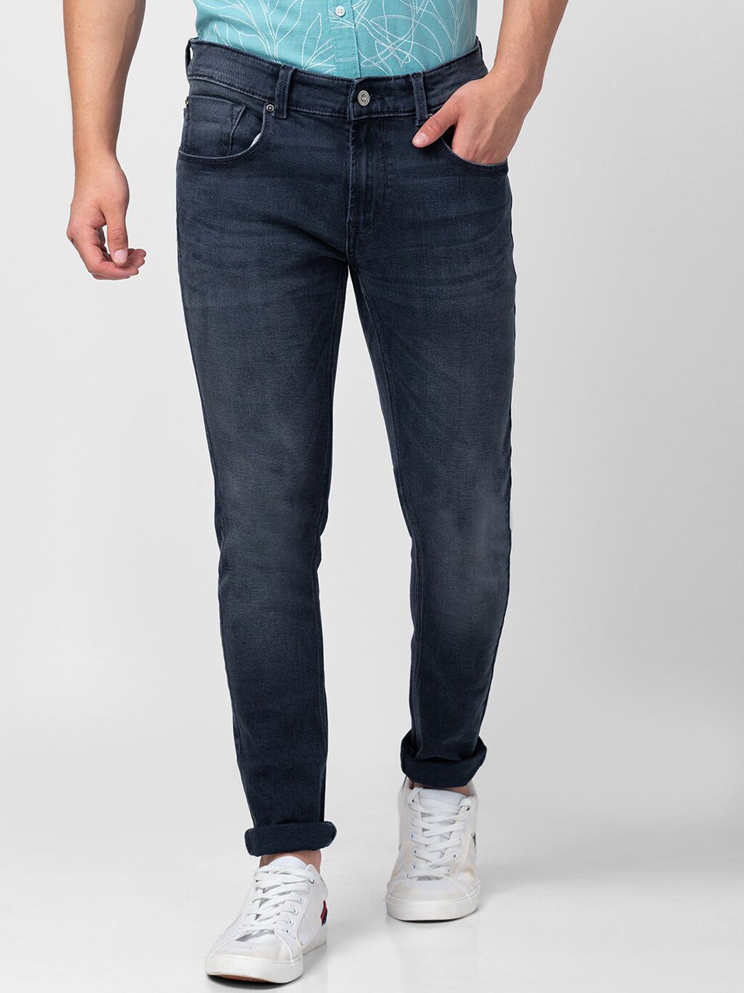 SPYKAR Men Super Slim Fit Low-Rise Light Fade Stretchable Jeans