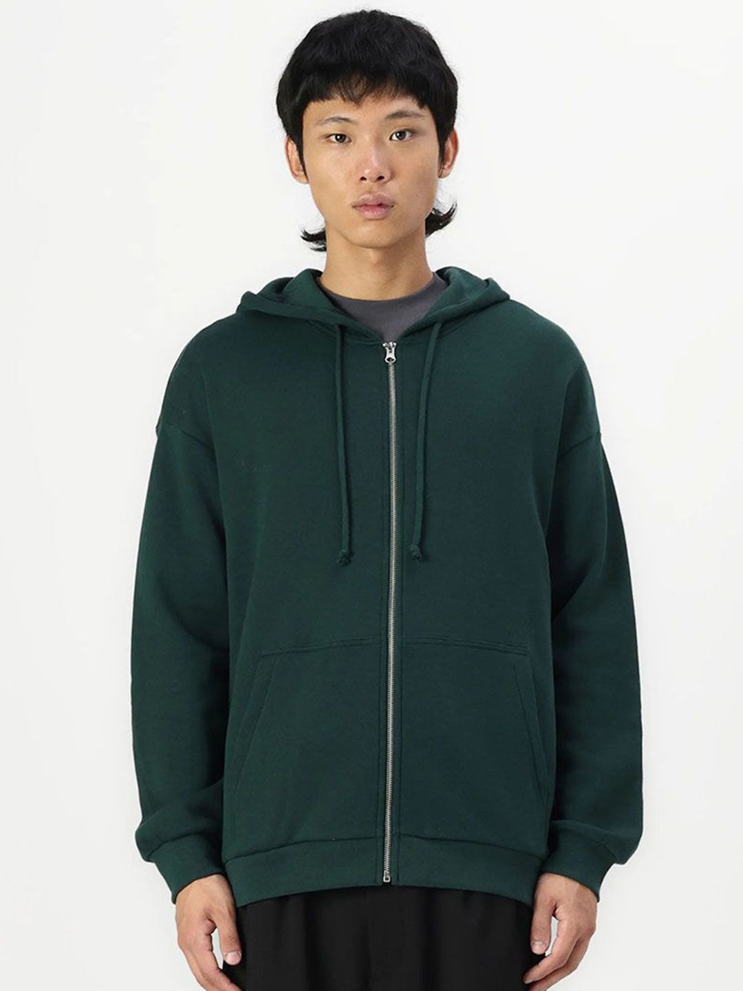 Besick Men Hooded Solid Cotton Lightweight Bomber Jacket