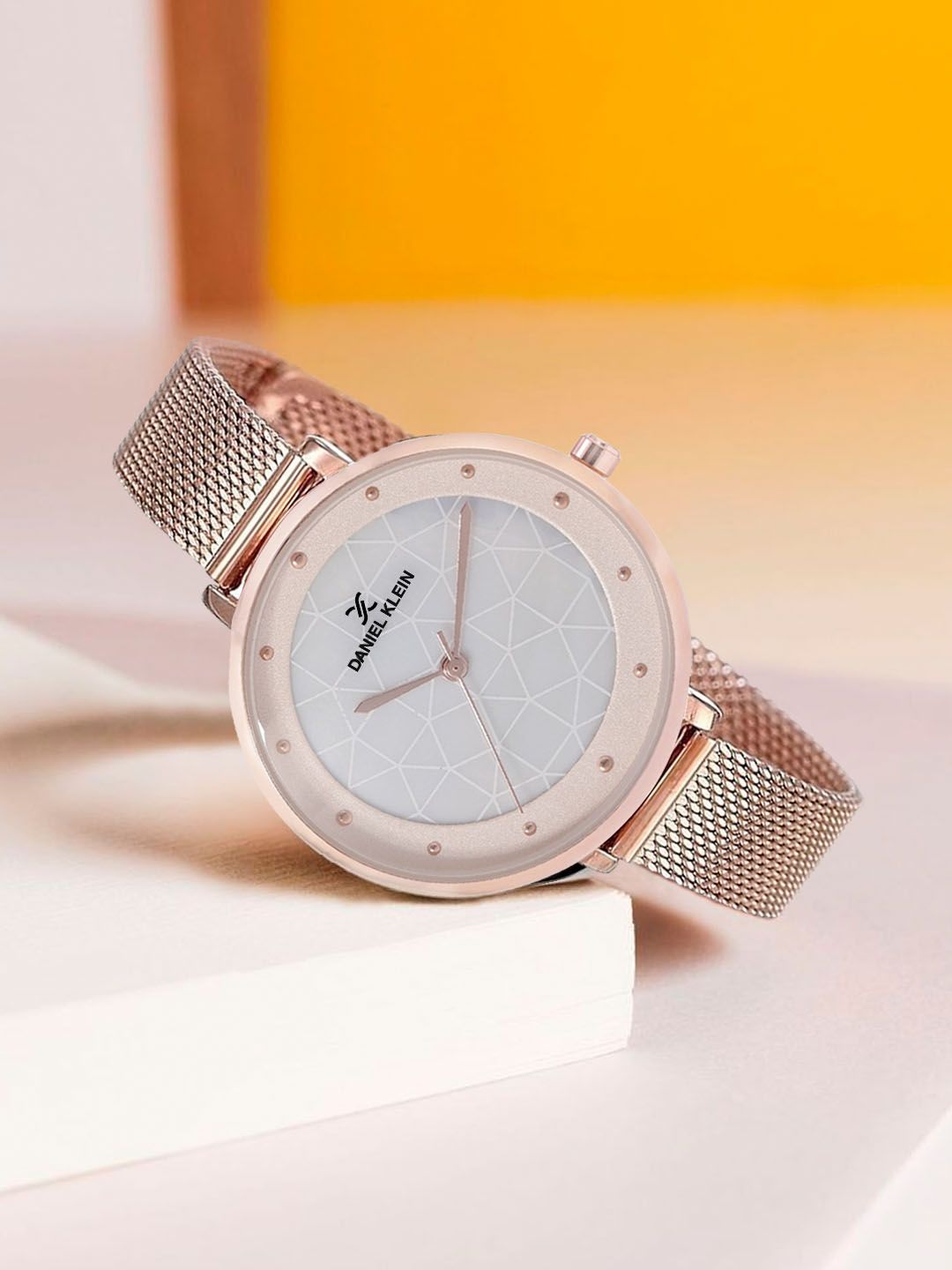 Buy Daniel Klein Women White & Rose Gold-Toned Analogue Watch