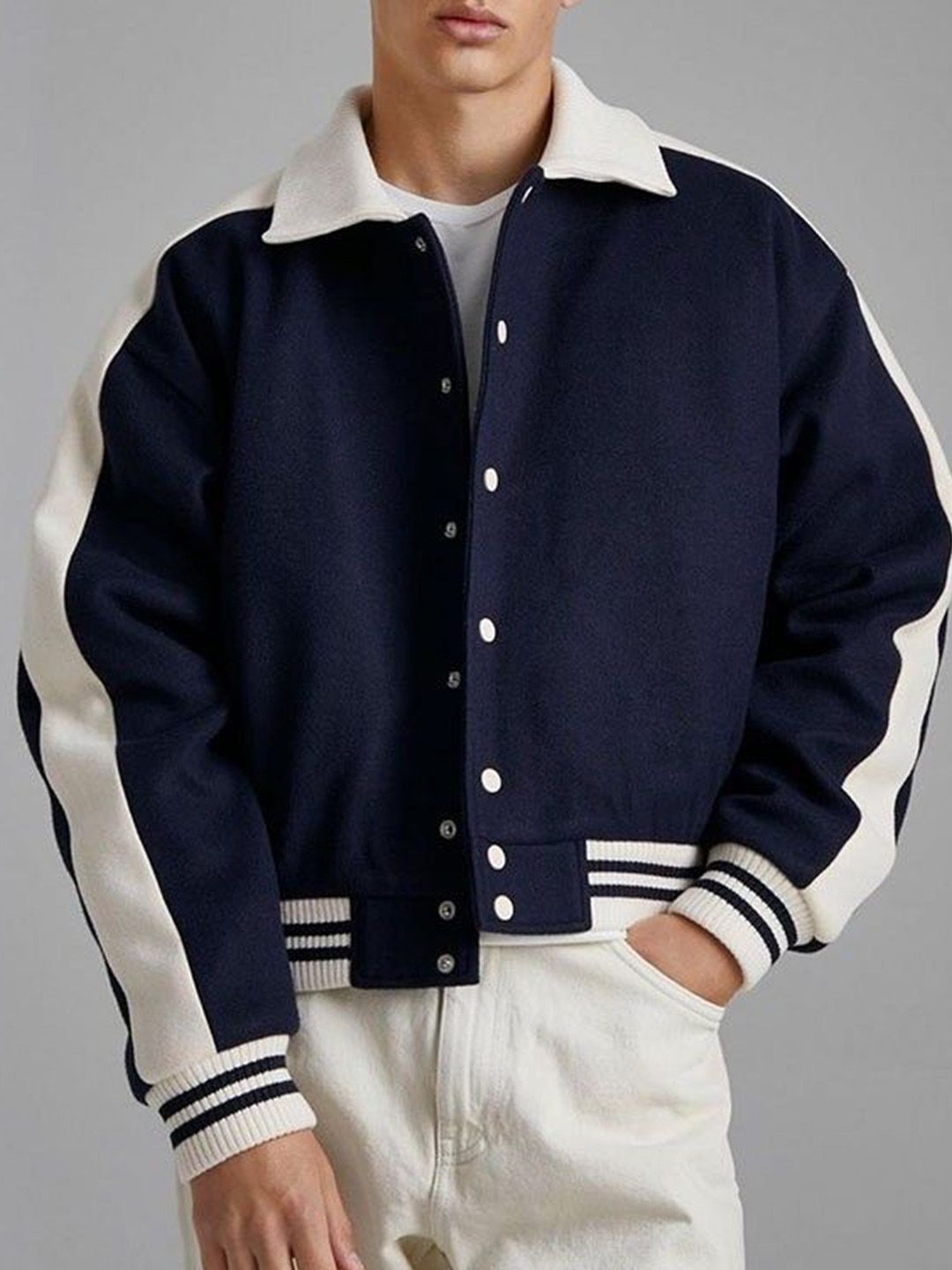 Mast & Harbour Men Spread Collar Colourblocked Bomber Jacket