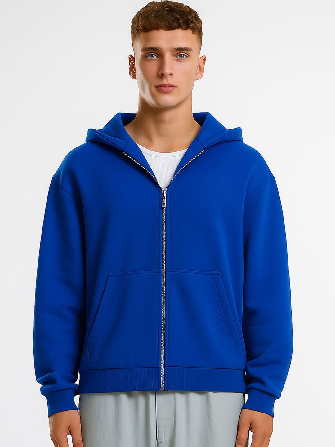Besick Men Hooded Solid Cotton Lightweight Bomber Jacket