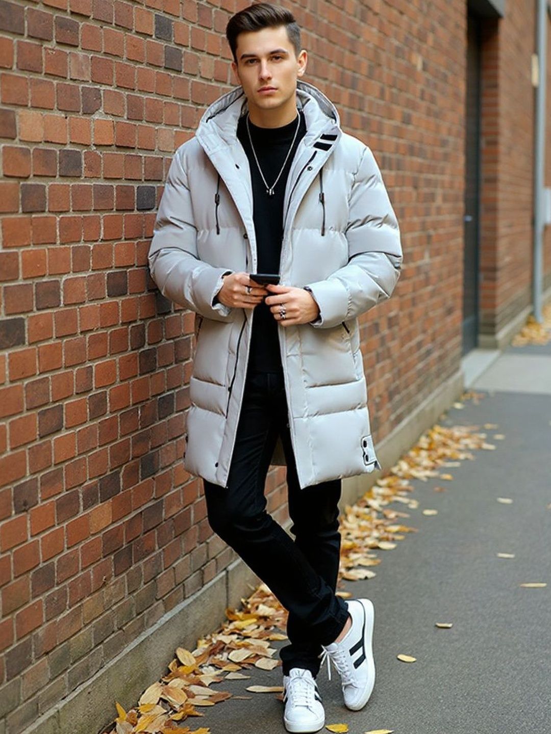 HERE&NOW Men Insulator Longline Open Front Jacket