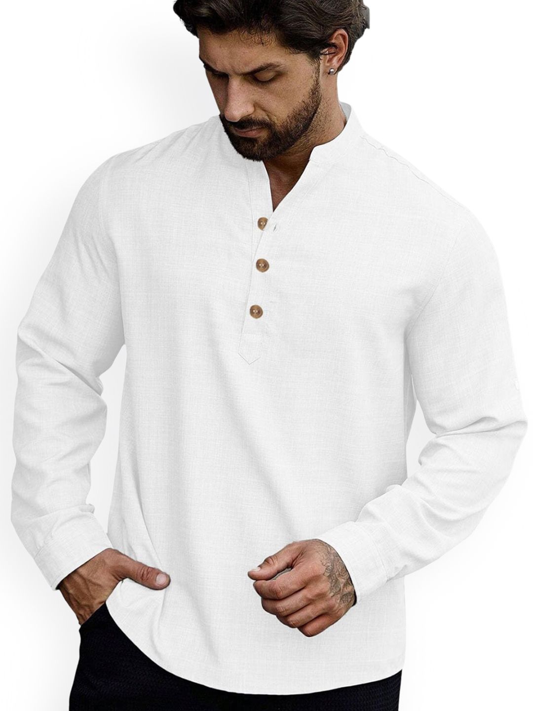 univibe Men Solid Daily Cotton Straight Kurta