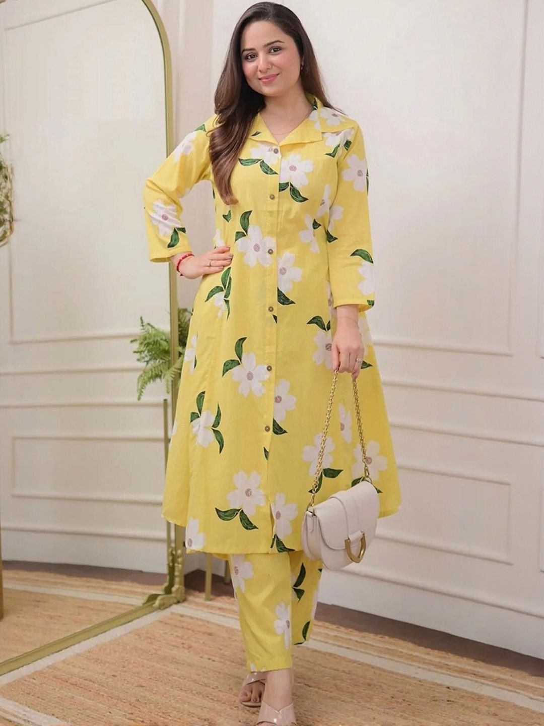 HERE&NOW Printed Pure Cotton Tunic With Trousers Co-Ords
