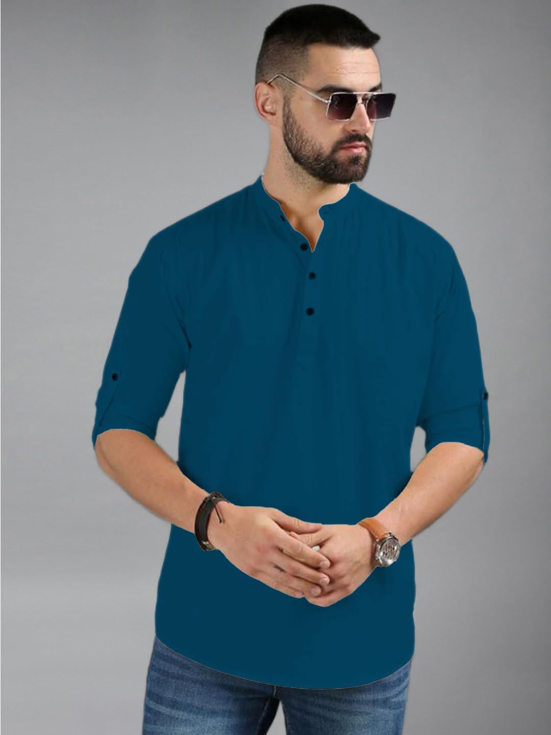 univibe Men Solid Daily Cotton Straight Kurta