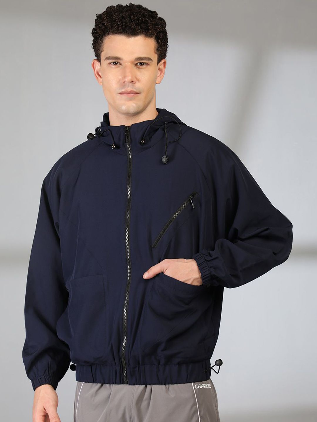Mast & Harbour Men Hooded Solid Windcheater Tailored Jacket