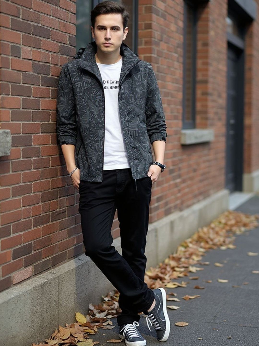 HERE&NOW Men Floral Insulator Open Front Jacket