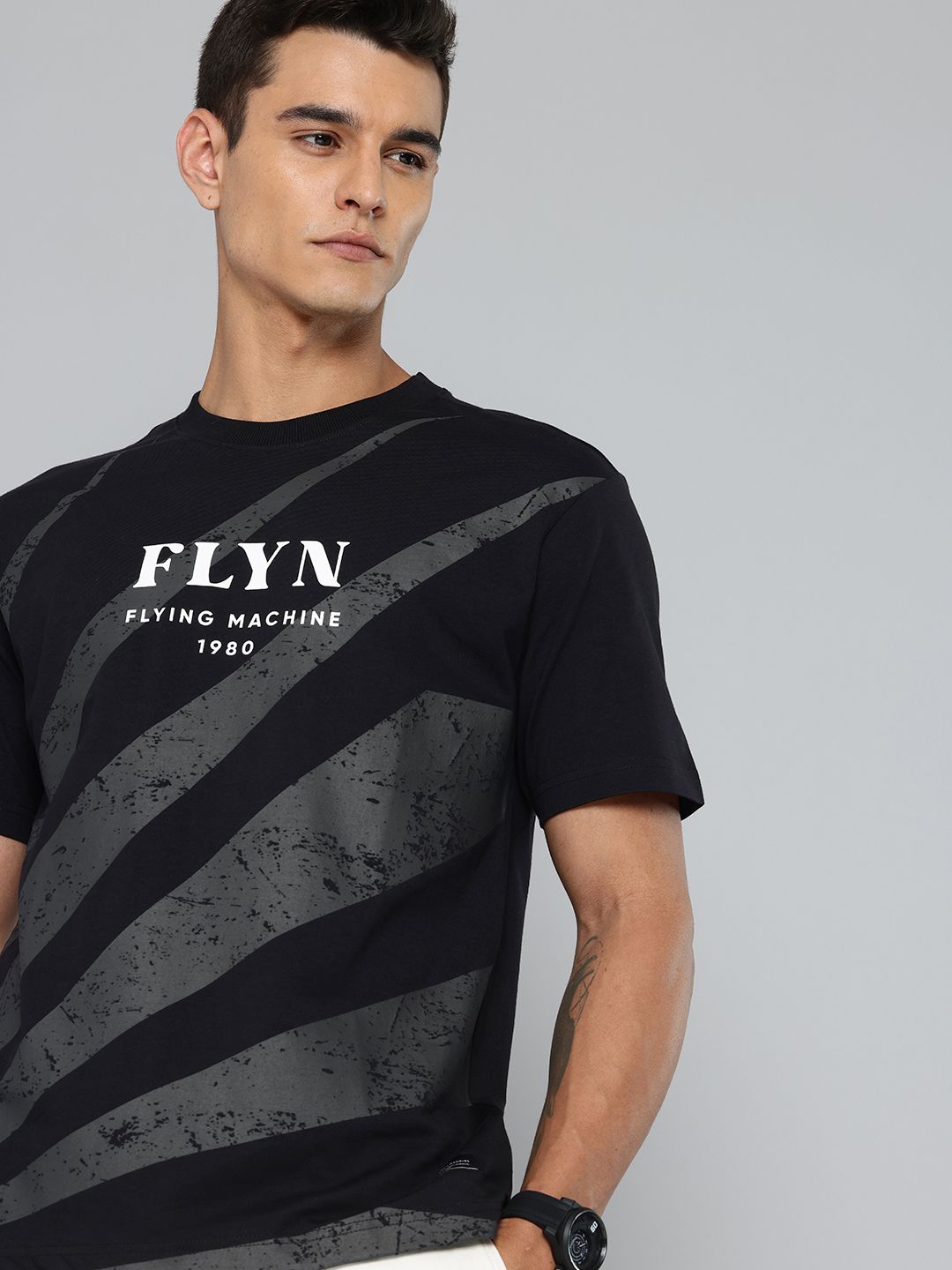 Flying Machine Flying Machine Brand Logo Printed Pure Cotton T-shirt