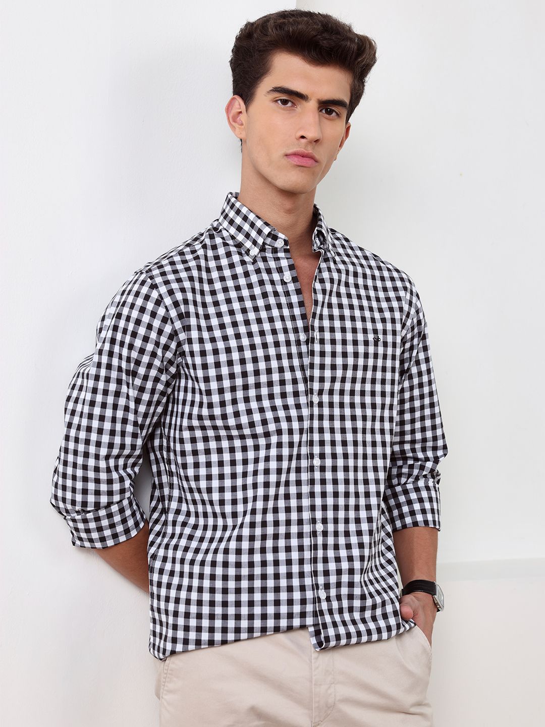 Casual Shirt Aldeno Men Classic Gingham Checks Checked Casual Shirt