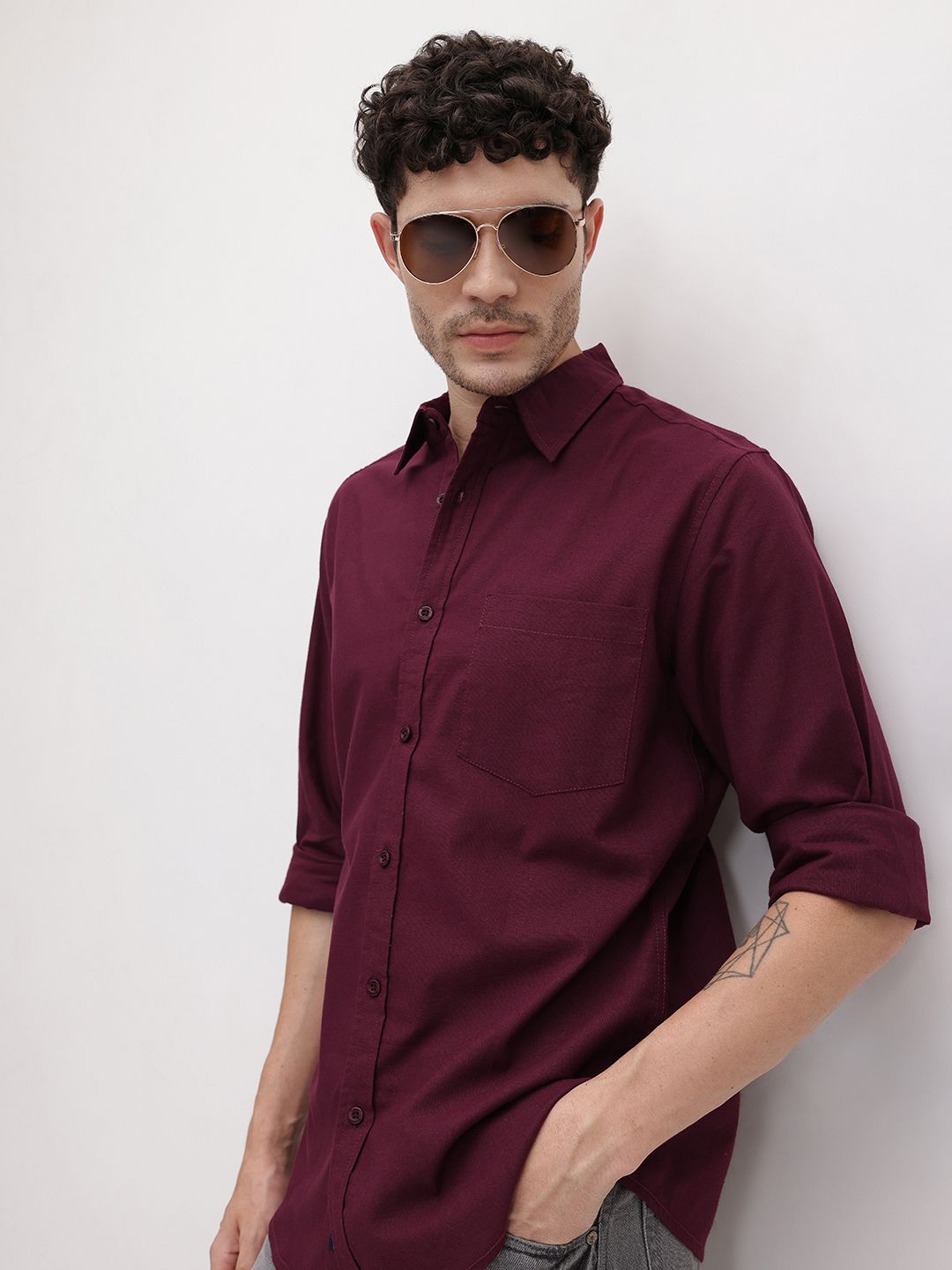 The Roadster Life Co. Spread Collar Pure Cotton Casual Shirt