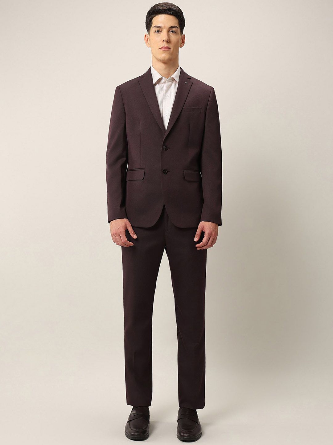 Arrow Men Textured Tailored-Fit Single-Breasted Two-Piece Formal Suit