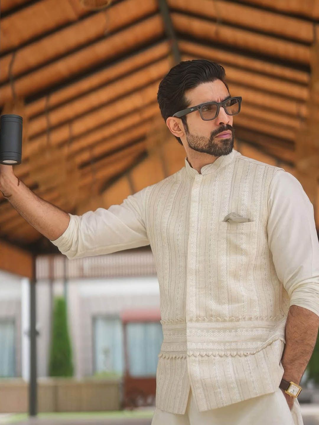 KISAH Men Printed Kurta Nehru Jacket