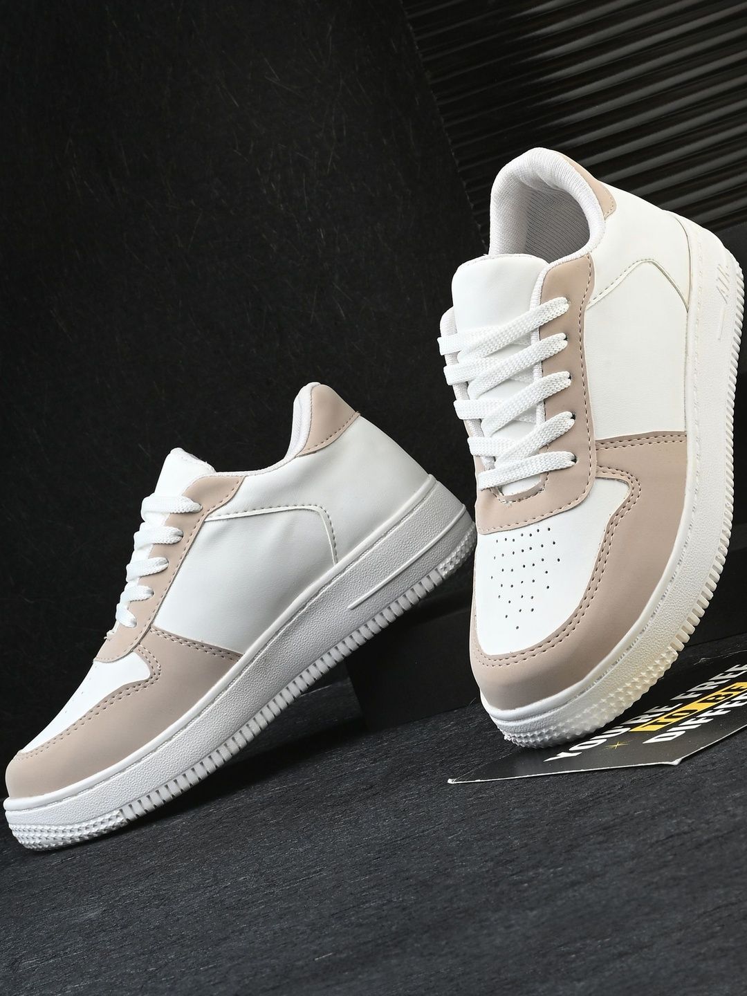 Roadster Women Peach Solid Lace-Ups Round Toe Synthetic Comfort Insole Casual Sneakers