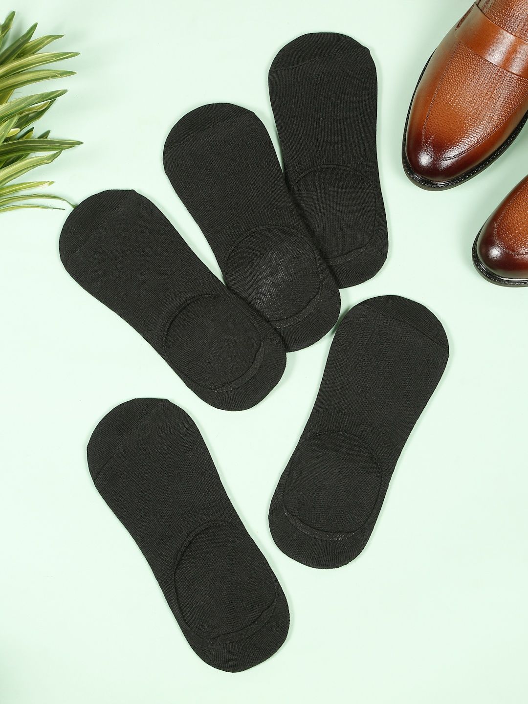 Teakwood Leathers Men Pack Of 5 Pure Cotton Shoe Liner Socks