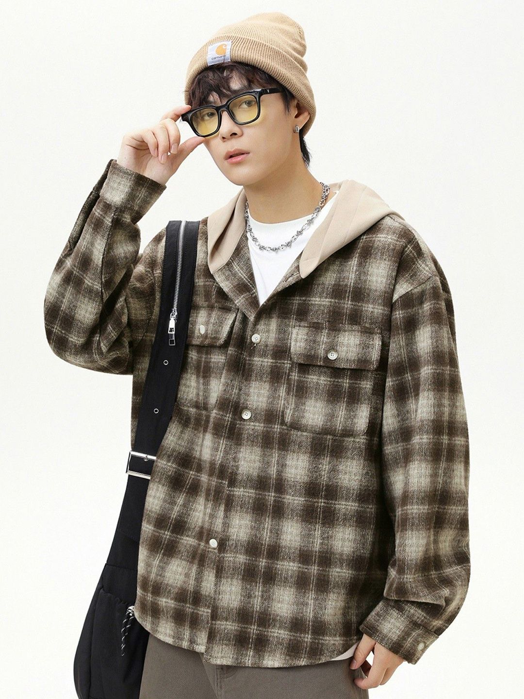 Mast & Harbour Checked Hooded Tailored Jacket