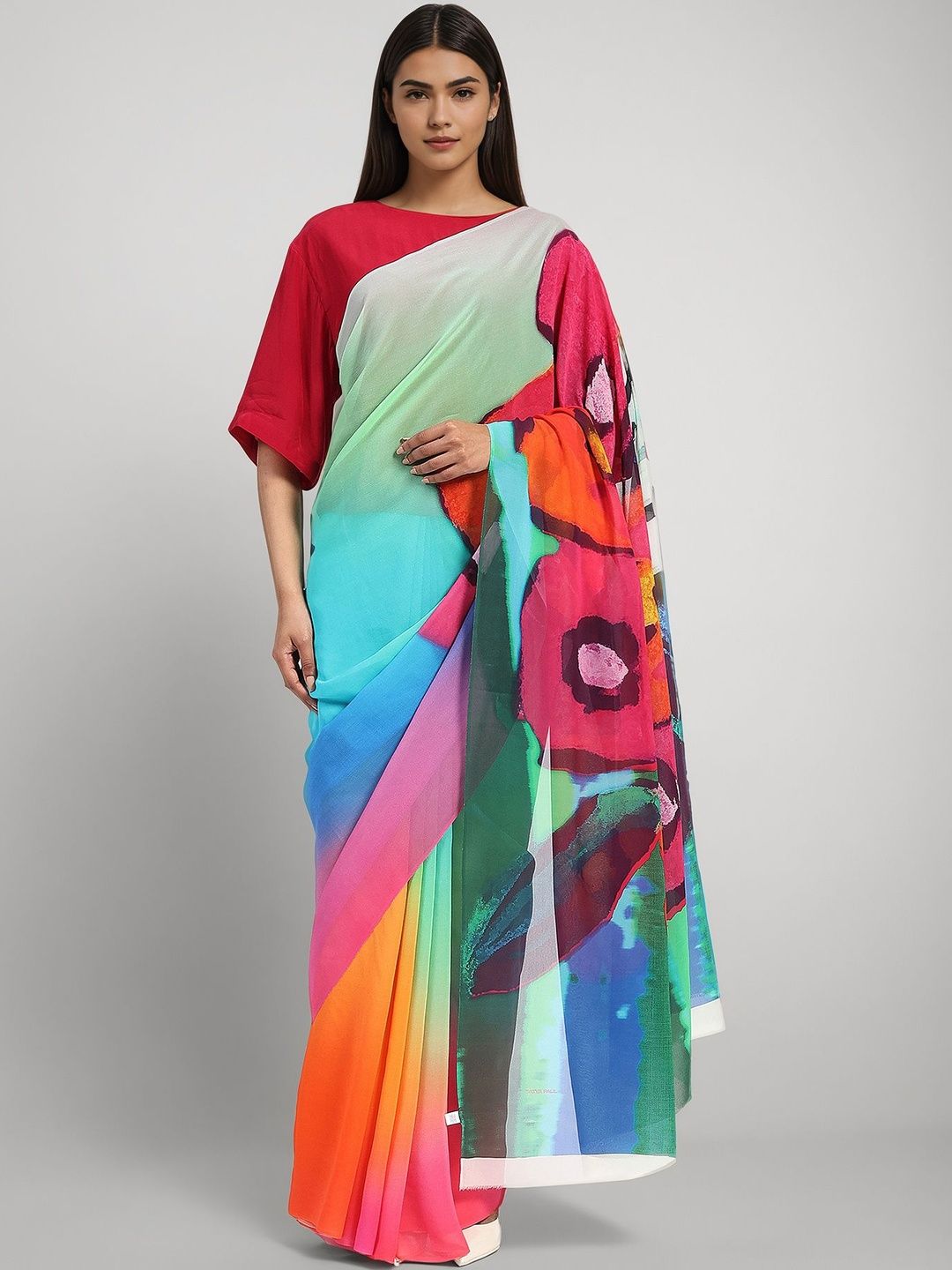 Satya Paul Satya Paul Floral Pure Georgette Saree